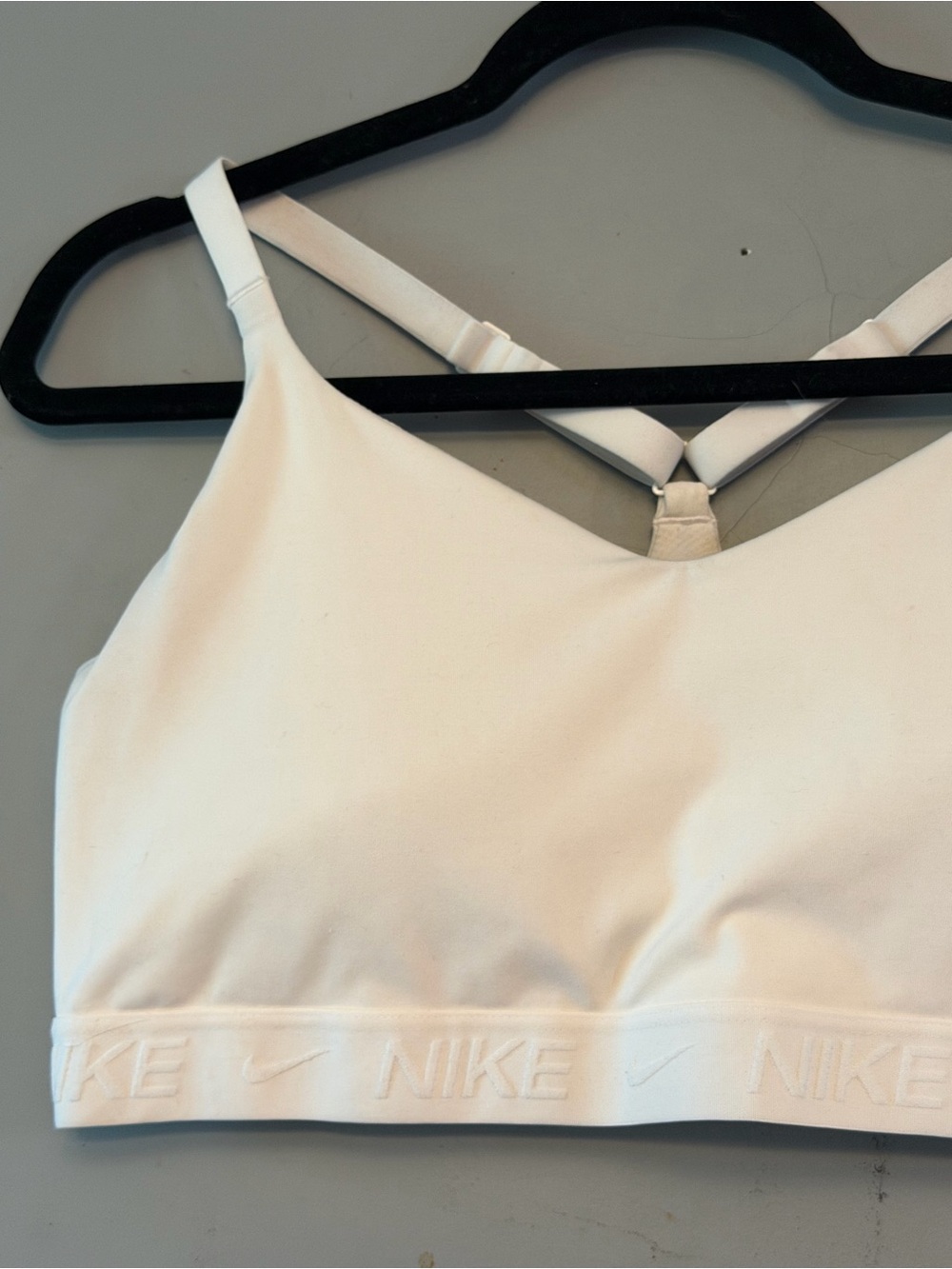 Nike White Racerback Medium Support Sports Bralette with Inserts